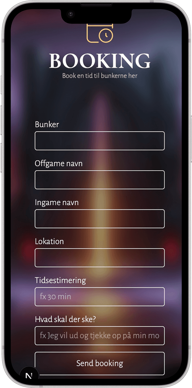 Booking flow in the Tusmørke application
